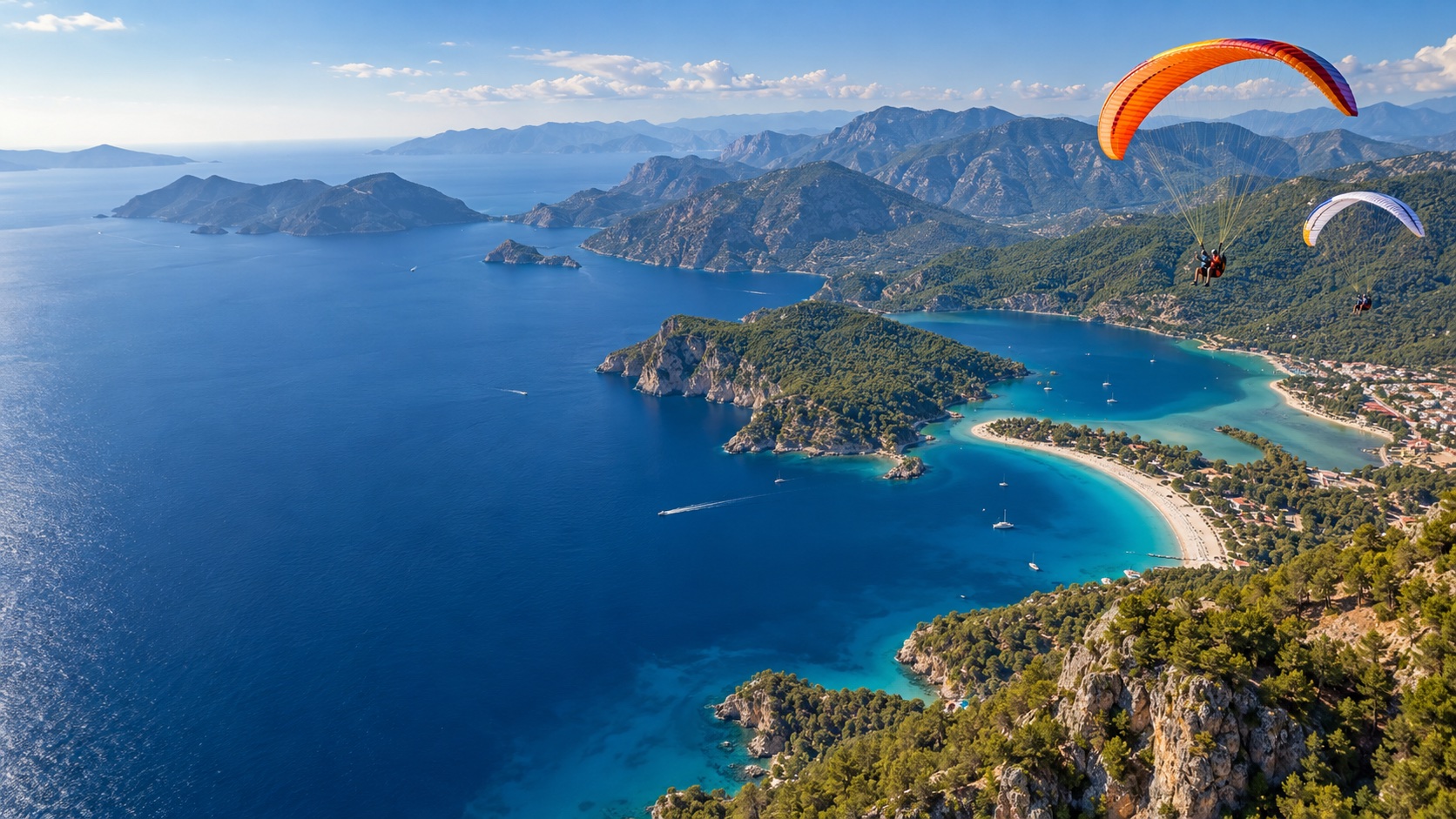 Ölüdeniz kıyısında yamaç paraşütü deneyimi